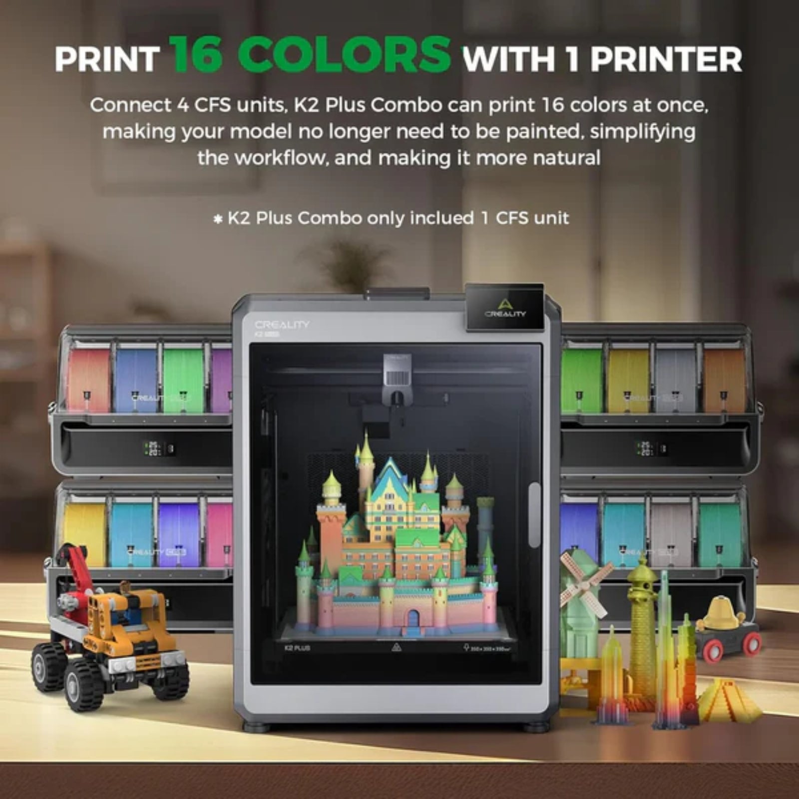 Creality K2 Plus Combo 3D Printer CFS 16 Color 350mm Build AI Camera Use