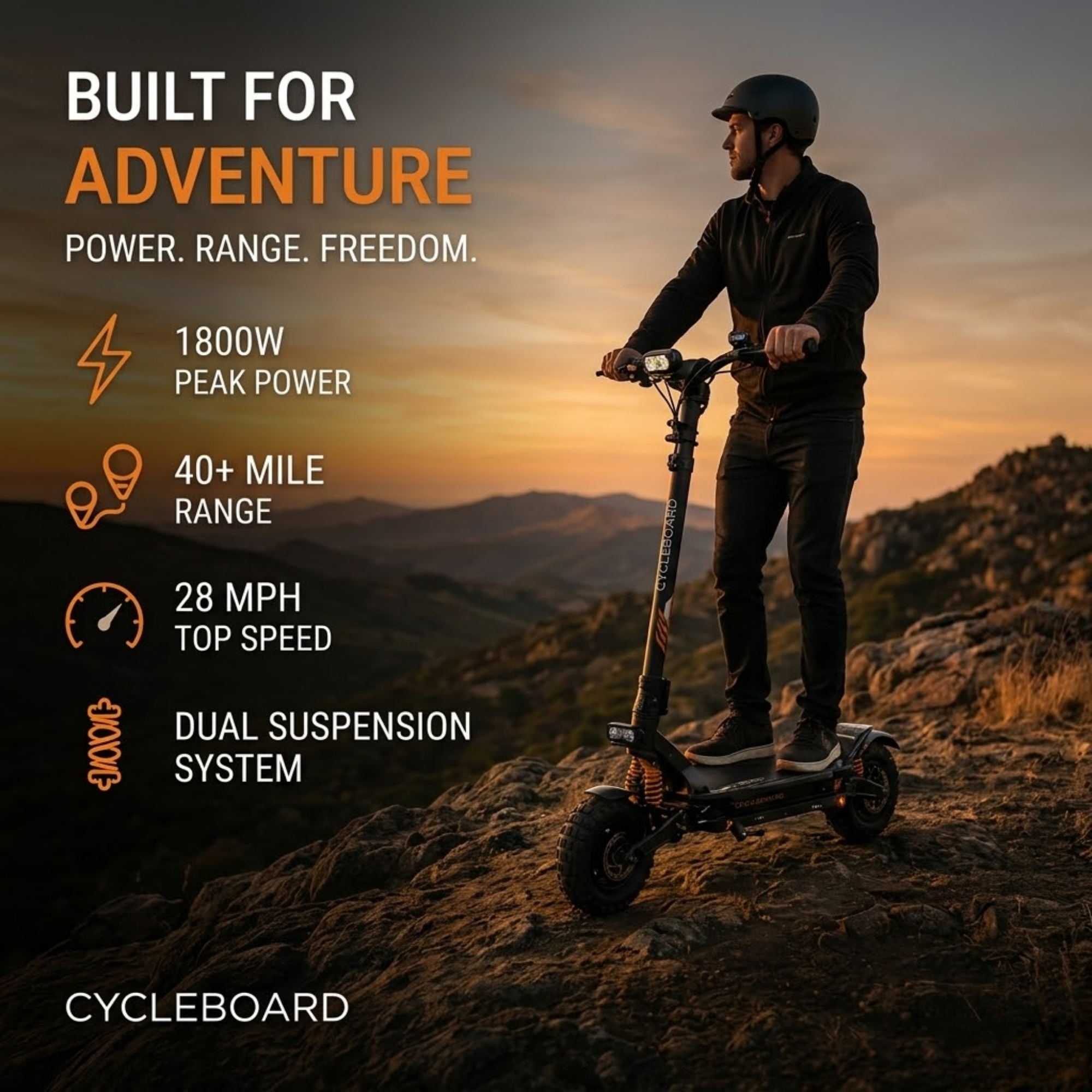 CycleBoard Rover High-Performance Electric Stand-Up Scooter (1800W, 40-Mile Range)