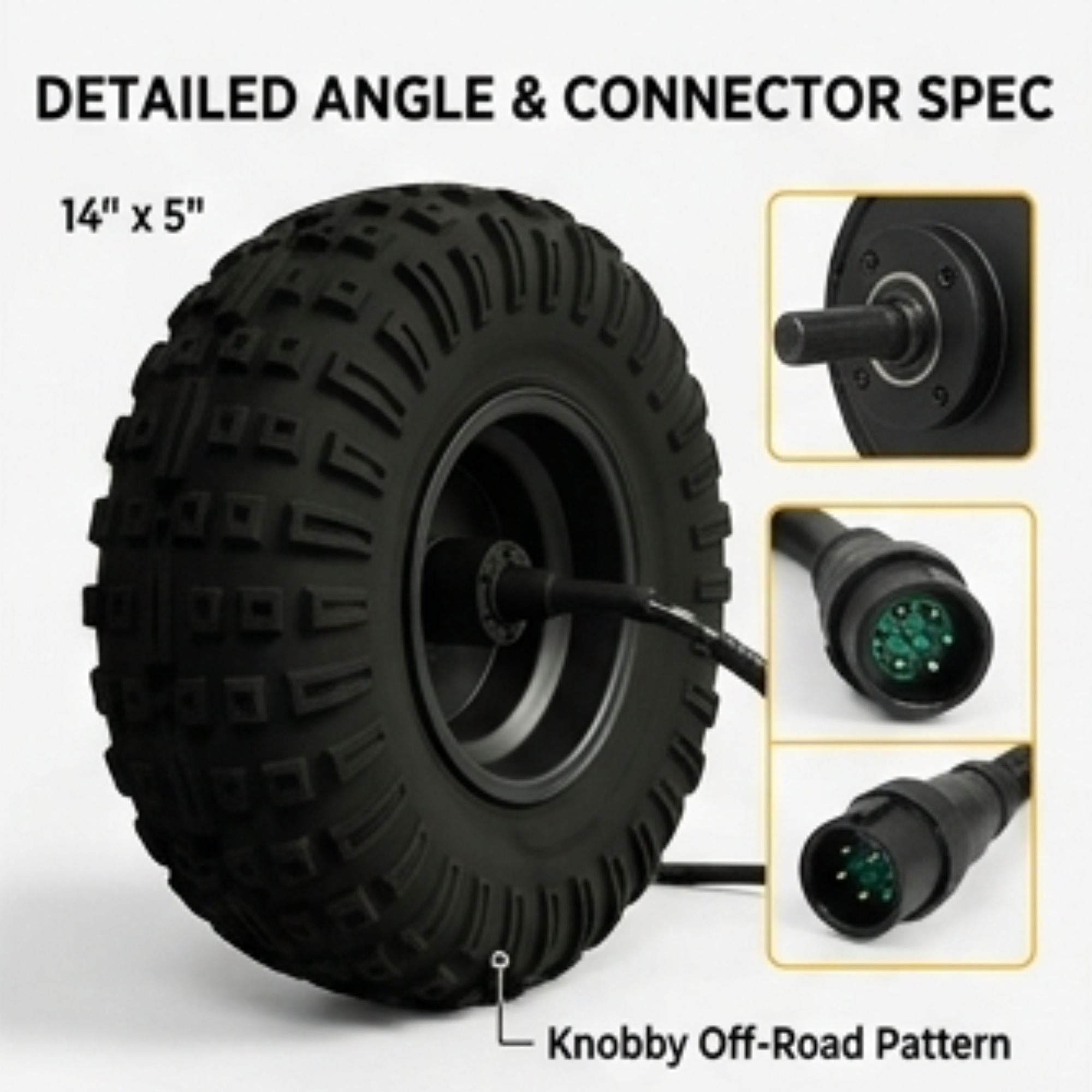 Left Motor & Wheel | 14" X 5" | X-Quad 3000 & X-Quad Golf