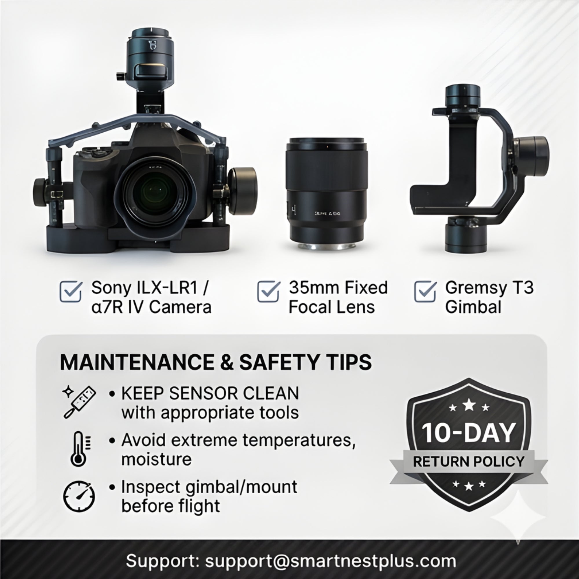 Inspired Flight Sony A7R 61MP Camera with 35mm Lens & Gremsy Gimbal - Drone Payload System