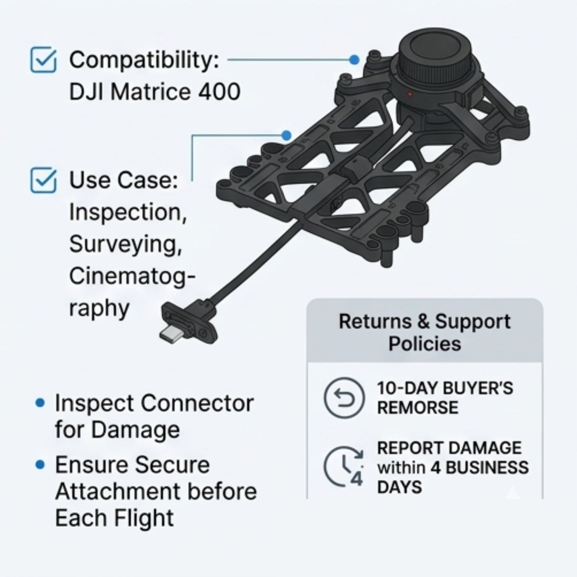 DJI M400 Third Gimbal Connector Add Extra Camera for Inspections & Use