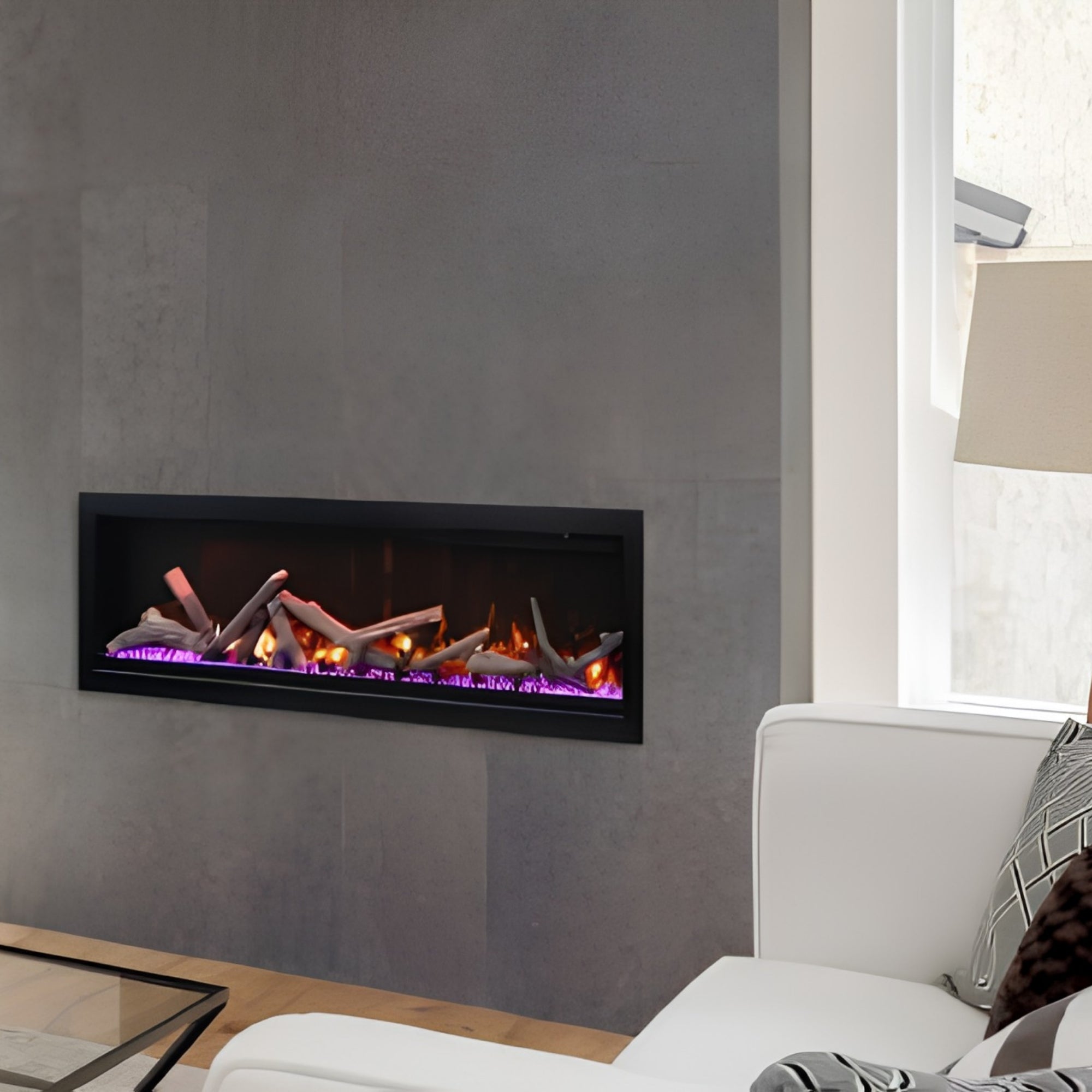 Symmetry Bespoke Smart Electric Fireplace: Indoor/Outdoor Built-in Wall Mounted Heater with WiFi, Bluetooth & Remote Control