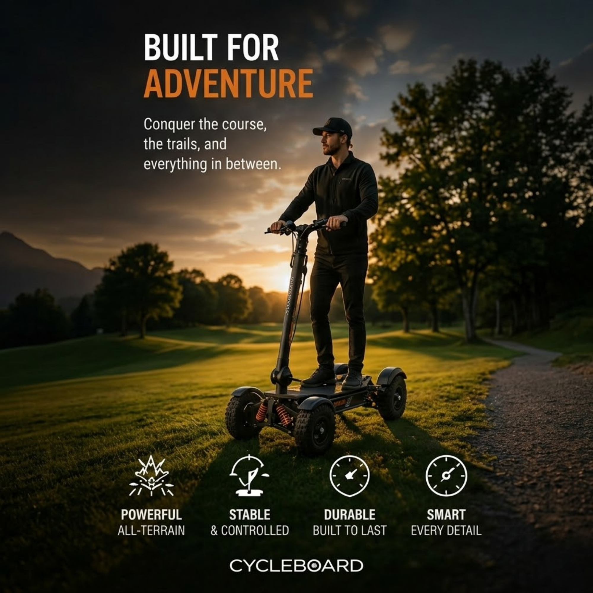 X-Quad 3000 All-Terrain Electric Board with Dual Motors, Hydraulic Brakes & LCD Display