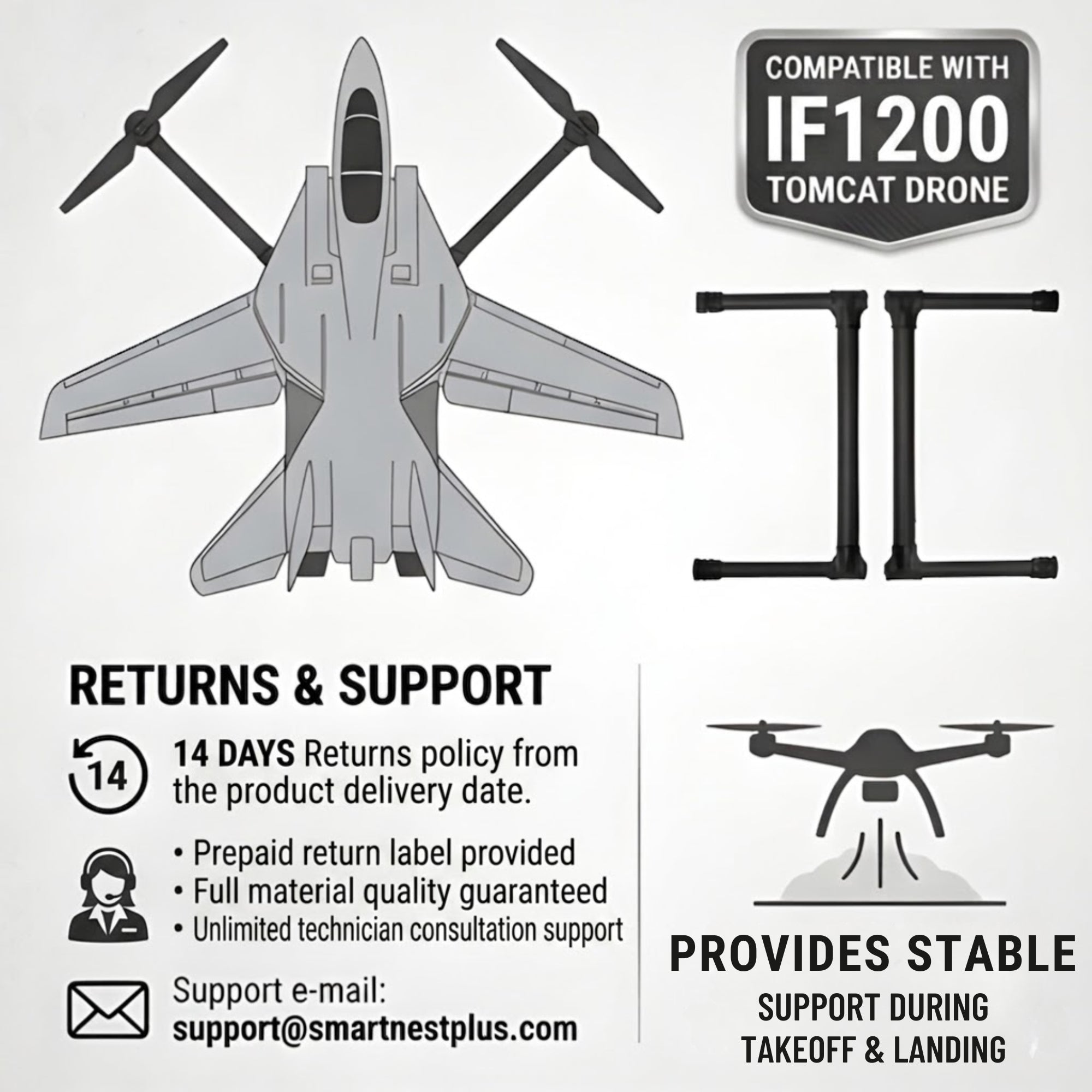Inspired Flight IF800 Landing Gear Pair - 350mm Drone Accessories