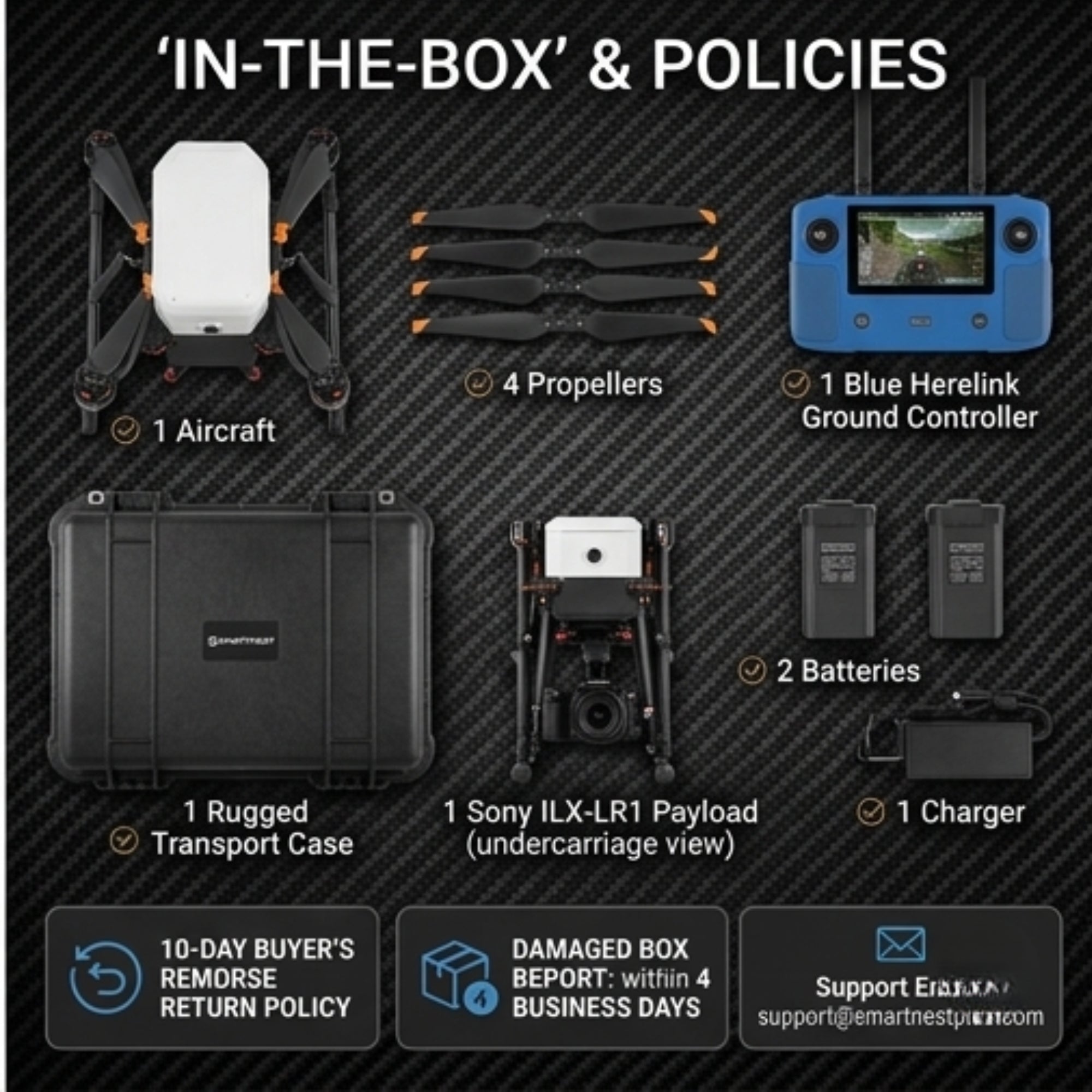 Inspired Flight IF800 Quadcopter Bundle with Blue Herelink GCS & Sony ILX-LR1 Payload