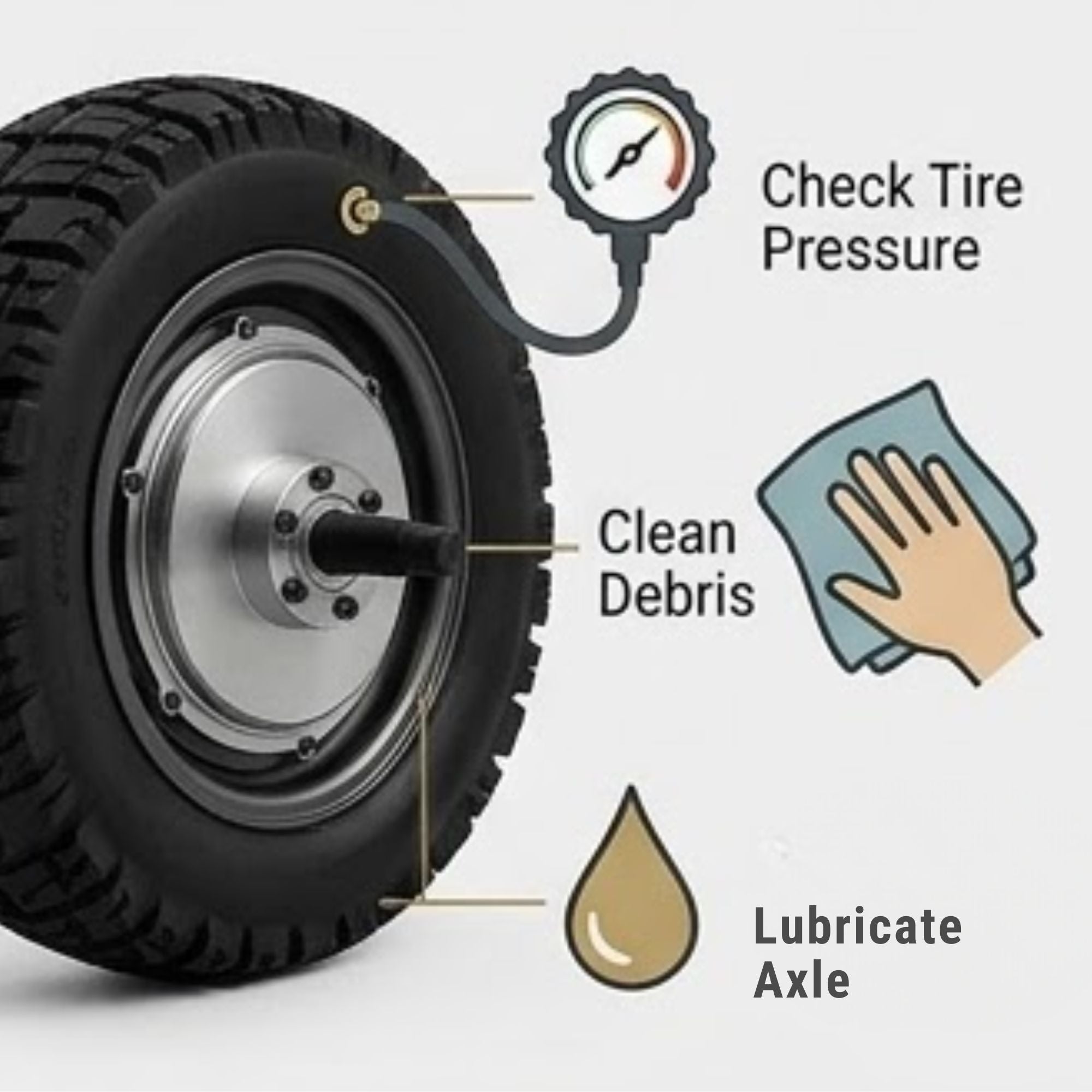 RIGHT MOTOR & WHEEL | 10" x 3.5" | X-QUAD 3000