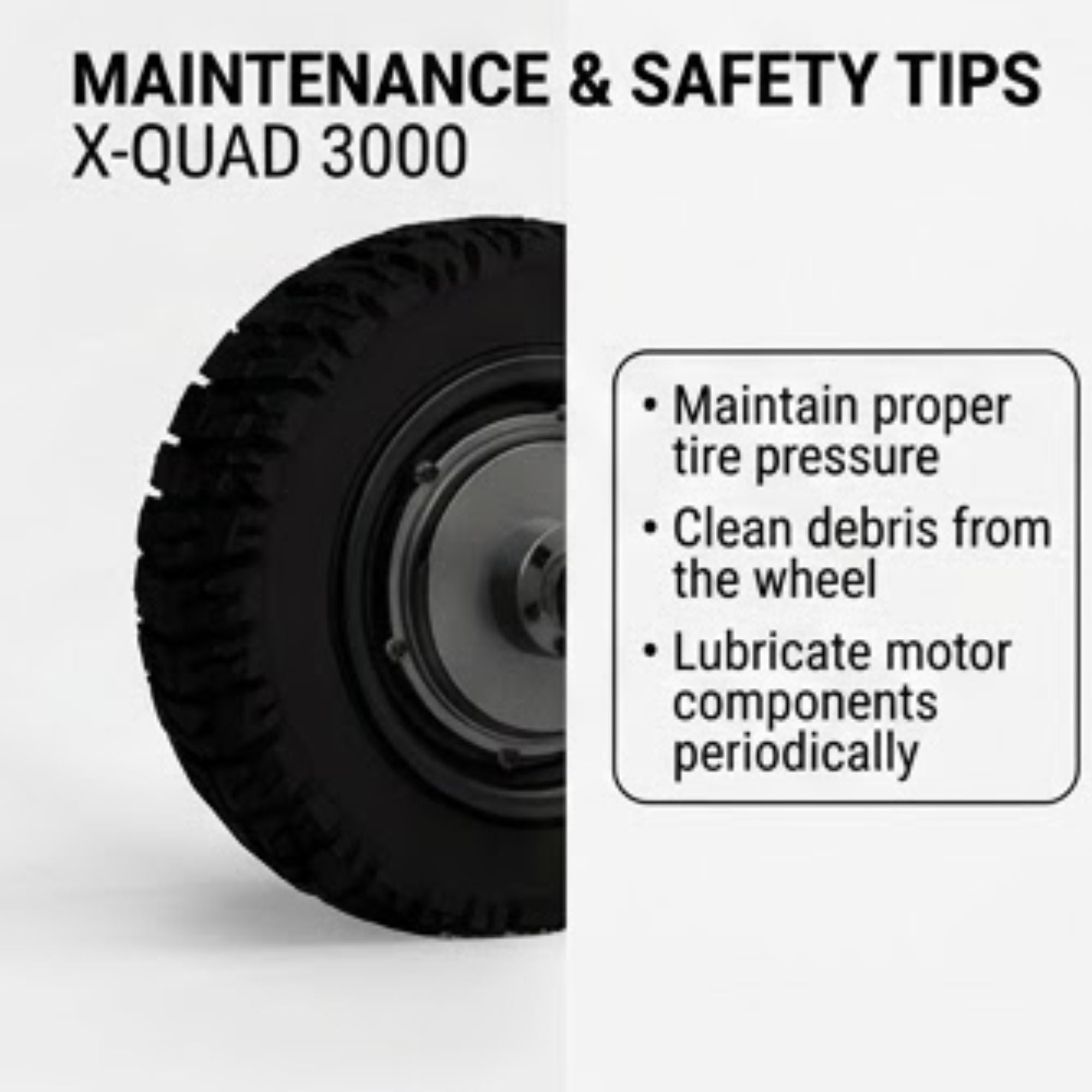 LEFT MOTOR & WHEEL | 10" x 3.5" | X-QUAD 3000